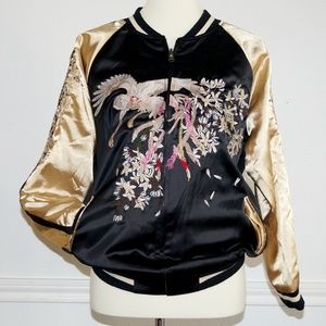 Black and Gold Phoneix Souvenir Bomber Jacket